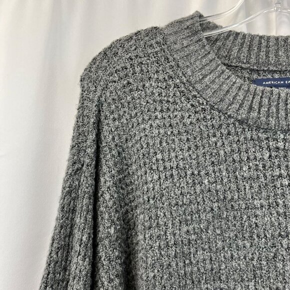 American Eagle Womens Long Sleeve Crew Neck Gray Sweater Soft Small - Picture 4 of 9